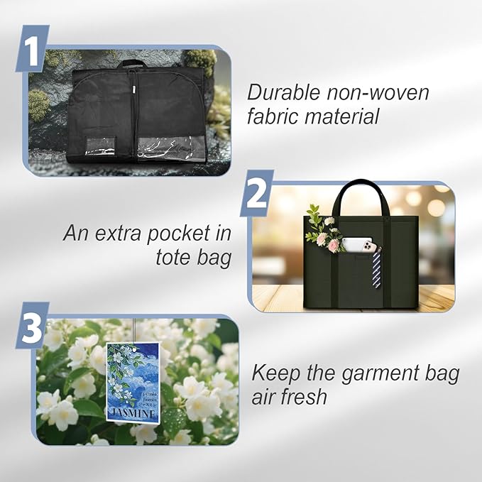 Large Heavy Duty Clothing Storage Bag with Hanging Hook, Breathable Zippered Garment Organizer for Travel, Dresses, Suits and Coats, Moving and Closet Protection