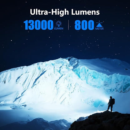 Philips Rechargeable Flashlights High Lumens with Ignition Lens,13000lm Professional Smart Super Bright Flashlight with Stepless Dimming&Smart Memory,Waterproof,Powerful Handheld LED Flash Light