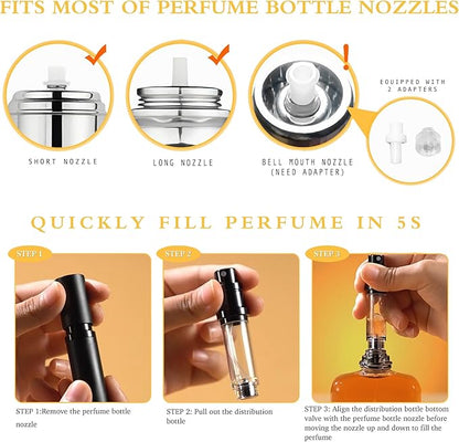 2PCS Perfume Travel Refillable Bottle, Bottom-Filling Fragrances Perfume Atomizer, Empty Mini Cologne Dispenser, Portable Sprayer Pocket Size for On the Go 5ml (Black & Light Blue)