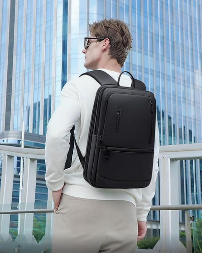 Slim Laptop Backpack for Men, Lightweight Backpack with USB Charging Port,Water Resistant 15.6 Inch Laptop Bag - Black