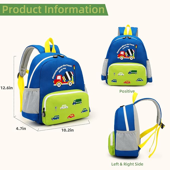 willikiva Cute Zoo Little 3d Backpack Kids Backpack for Boys and Girls Toddler Backpack Waterproof Preschool(Green Blender)