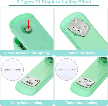 17 in 1 Green Desk Organizers and Accessories Set, 3 Office Desk Supplies Storage Organization, 4 Pens, Stapler, Staples & Remover, Tape & Dispenser, Scissors, Ruler, Clips, Hole Punch, Back to School