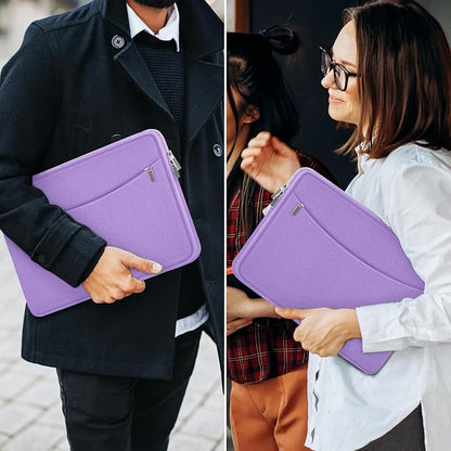 14 inch Laptop Sleeve, Shockproof Protective Laptop Cover Briefcase Carrying Computer Bag with Accessory Pocket Portable Computer Sleeve for 14" MacBook, HP, Dell, Lenovo, Acer, Purple