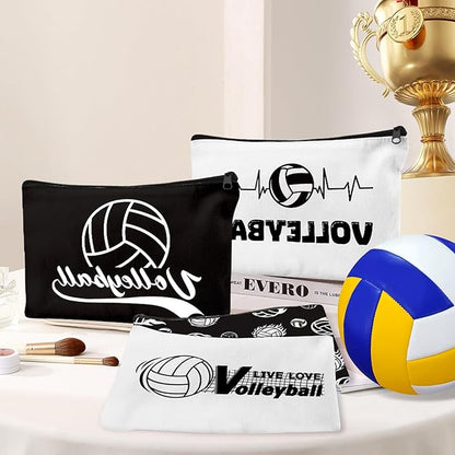 30Pcs Volleyball Makeup Bag Volleyball Cosmetic Bags Gift Accessories Canvas Travel Toiletry Pouch Birthday Christmas Gifts for Women Players Lover