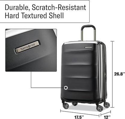Samsonite Octiv Lightweight Hardshell 24-Inch Medium Checked Luggage -Durable Impact Resistant, 360° Aero Trac Spinner Wheels, Adjustable Telescopic Handle, Expandable, TSA Approved Lock - Black