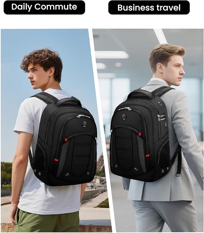 CROSSGEAR Travel Laptop Backpack, Large Computer Business Backpack Fits 17.3 Inch Laptop, Multi-pocket, Breathable Padded, Water Resistant Casual Daypacks for Men Women
