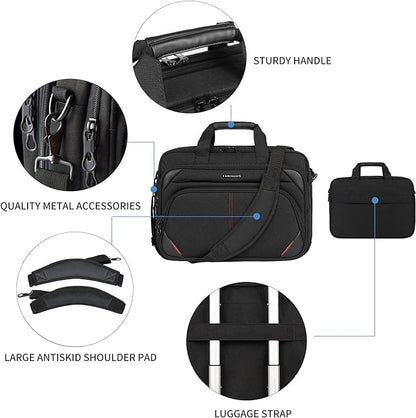 KROSER Laptop Bag 17.3 Inch Premium Laptop Briefcase, Expandable Water Repellent Laptop Shoulder Messenger Bag Durable Computer Case for Business/Travel/Men/Women (Black/Red)
