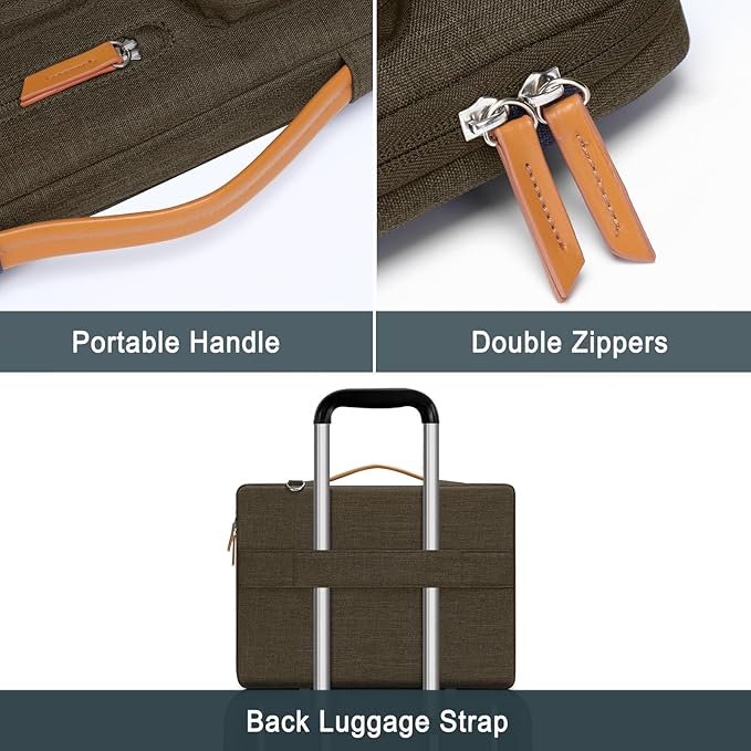 MOSISO 360 Protective Laptop Shoulder Bag,17-17.3 inch Computer Bag Compatible with MacBook, HP, Dell, Lenovo, Asus Notebook,Side Open Messenger Bag with 4 Zipper Pockets&Handle, Carob Brown