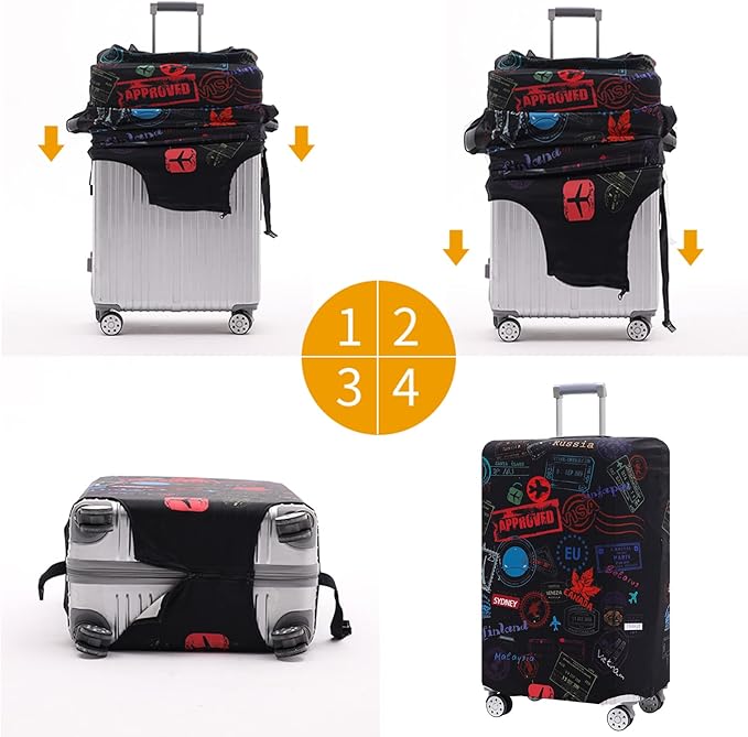Travelkin Luggage Covers With Tag For Suitcases Tsa Approved,Suitcase Covers Protector Fit 18-32 Inch Luggage L(26-28inch suitcase)