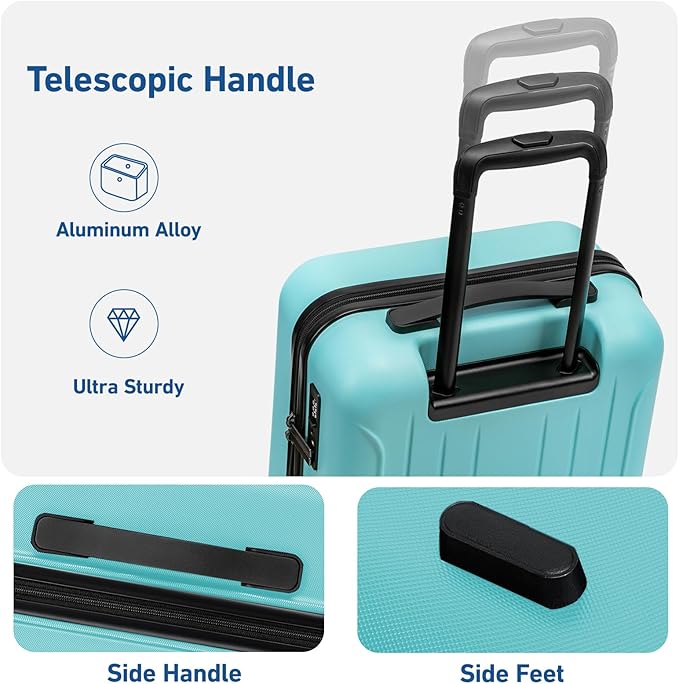 KYME 24-Inch Medium Luggage with Dual 360° Spinner Wheels Hardshell Checked TSA Approved Suitcase for Lightweight Travel (Mint Green, 24" Checked)