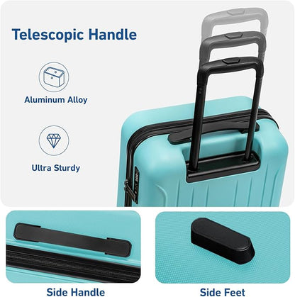 KYME Luggage Sets 2 Piece Hardshell 20"/24" Suitcase with Double Spinner Wheels Hardside Suitcases Sets with TSA Lock PC+ABS Travel Luggage (Mint Green, 2Pcs Set(20"/24"))