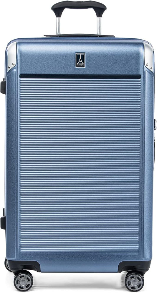 Travelpro Platinum Elite Hardside Expandable Checked Luggage, 8 Wheel Spinner, TSA Lock, Hard Shell Polycarbonate Suitcase, Dark Sky Blue, Checked Large 28-Inch