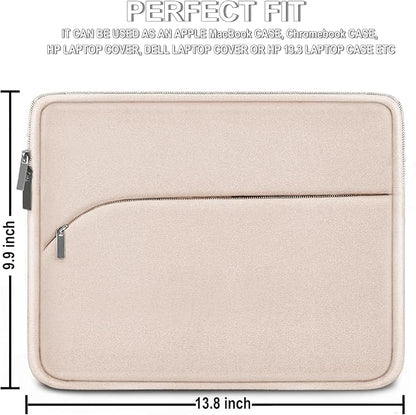 Laptop Case 13.3 inch, Portable Monitor Protective Laptop Sleeve with Front Pocket Computer Bag Compatible with MacBook Air Pro 13.3 inch 14 inch, Dell, HP, Light Pink