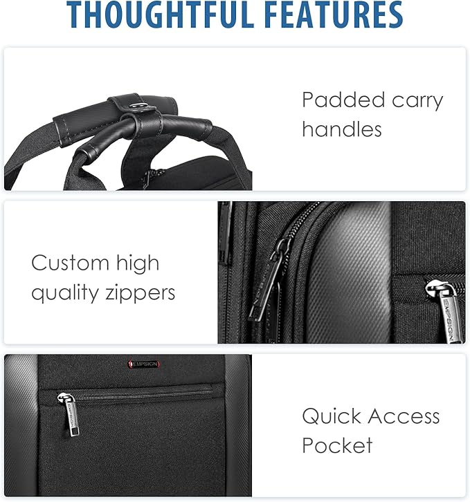EMPSIGN Rolling Briefcase Laptop Bag,17.3" Computer bag with wheels, Water Repellent Travel Roller Underseat Bag with RFID Blocking Pocket,Rolling Work Bags for women/men -Black