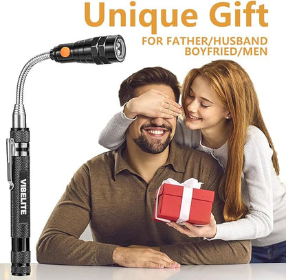 Gifts for Dad, Magnetic Pickup Tool with LED, Telescoping Magnet Flashlight, Cool Gadgets Stocking Stuffers for Teen Boys, Christmas Gifts for Men, Husband, Handyman, Boyfriend, Him, Dad, Black