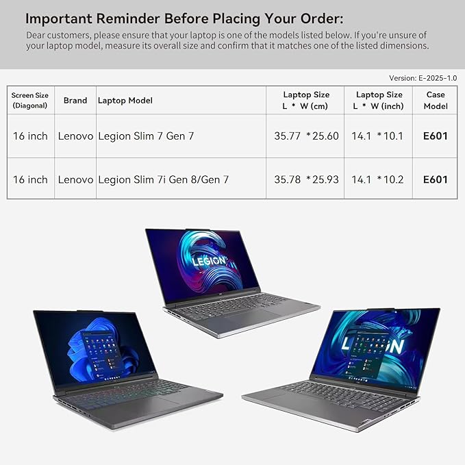 Smatree 16 inch Laptop Sleeve for Lenovo Legion Slim 7 Gen 7, for Legion Slim 7i Gen 7/8 Laptop Bag with Accessory Pocket, YKK Zipper, Patented Shockproof Design (E601)