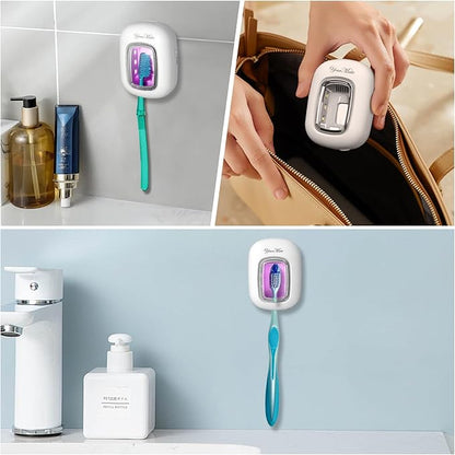 YourMate Rechargerable UVC Toothbrush Sanitizer Case Pro Compatible with Electric Toothbrush Heads/Regular Toothbrushes Travel Toothbrush Covers Case Magnetic Holder for Houshold/Traveling White