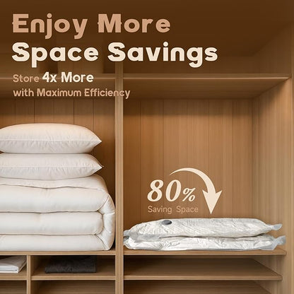 15 Jumbo Size Vacuum Bags for Clothes Storage, Vacuum Sealed Bags for Clothing, Bedding, Blankets and Comforters, Space Saver for Luggage Packing and Moving