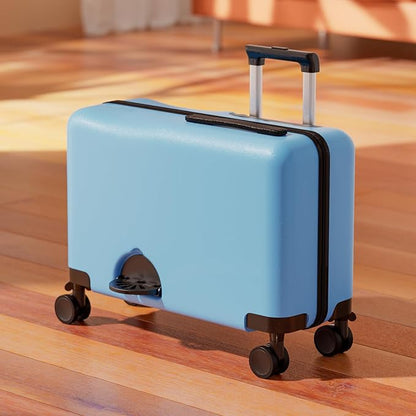Kids Carry On Travel Ride On Scooter Luggage with Wheels - Durable Toddler Suitcase for Boys & Girls Ages 2-14