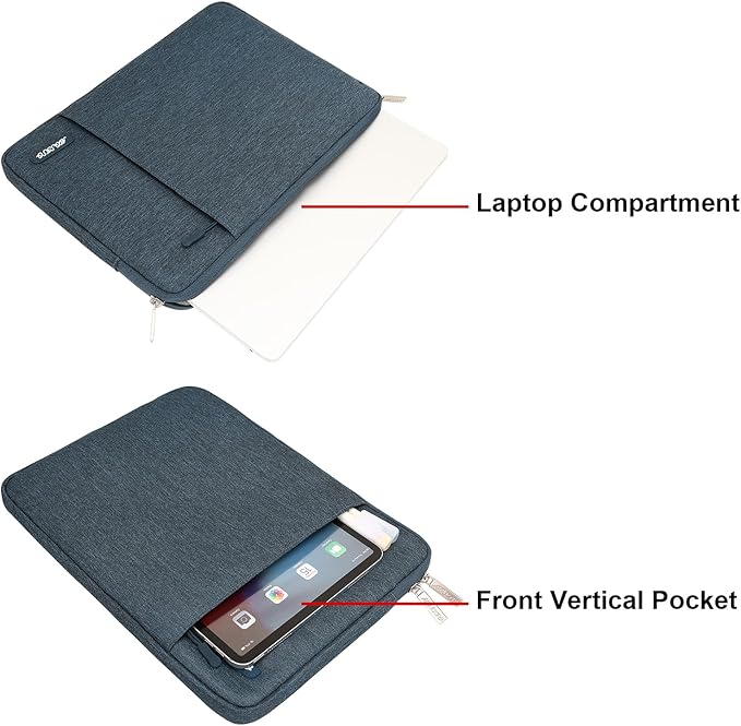 MOSISO Laptop Case 16 inch, 15-15.6 inch Laptop Sleeve Compatible with MacBook Pro 16 M4 M3 M2 M1, HP Acer Dell Lenovo ASUS Notebook, Polyester Vertical Computer Sleeve Bag with Pocket, Haze Blue