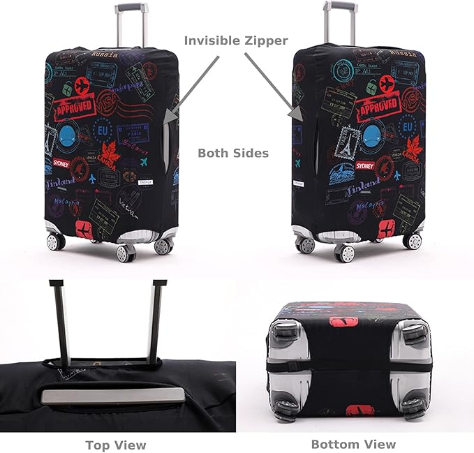 Luggage Cover Suitcase Cover Suitcase Protector Fit 26-28 Inch Luggage (Go travel world -L)