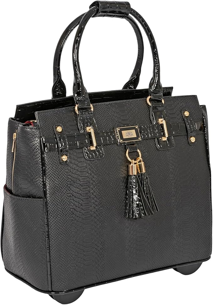 JKM & Company Rolling Laptop Bag for Women | Designer Wheeled Briefcase | Fits 13-17" Laptops | Office Travel Computer Case