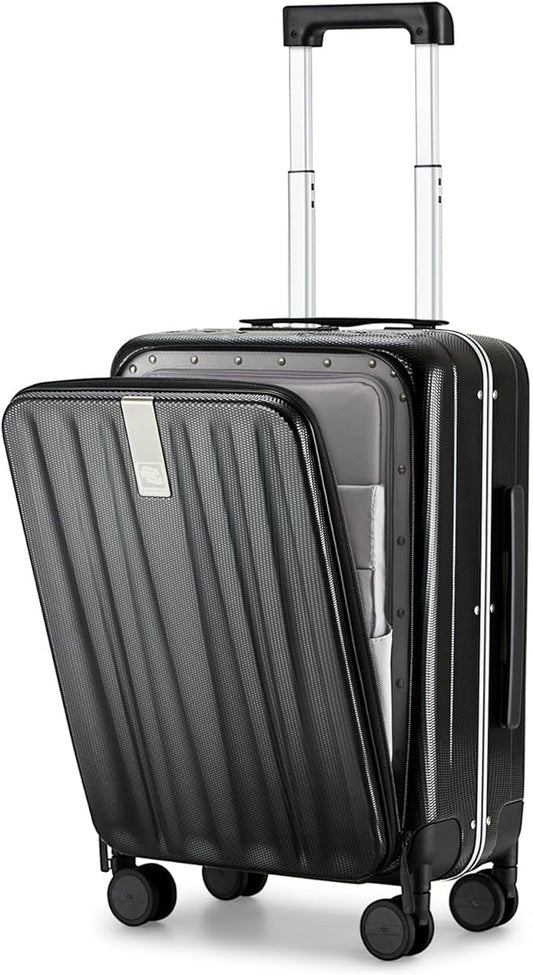 Hanke 20 Inch Carry On Luggage Hard Shell Suitcases with Wheels Luggage Suitcase Travel Luggage for Women Men Rolling Luggage Bags for Business Trip Weekender-Black