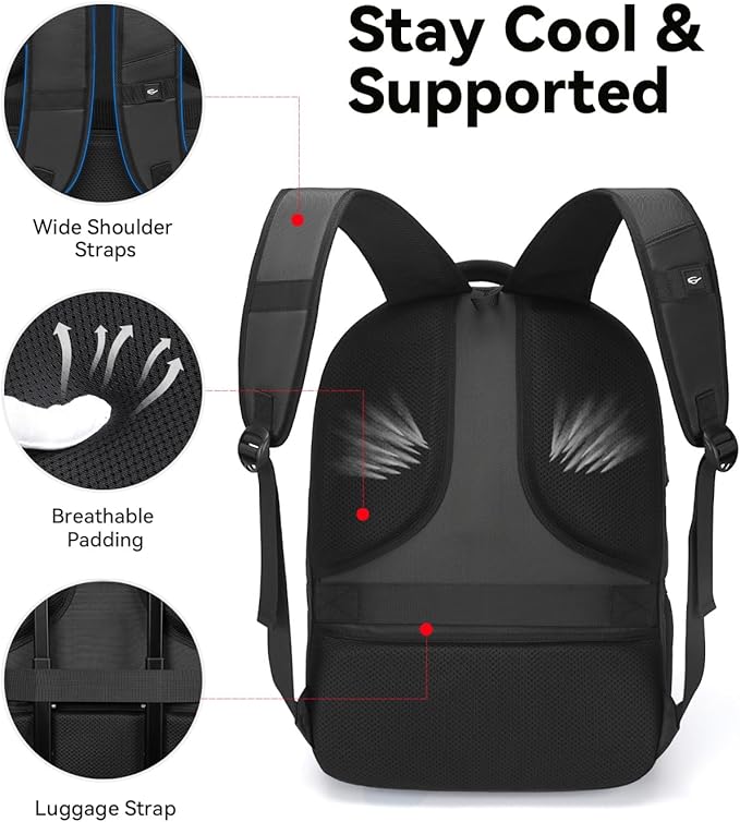 CROSSGEAR Large Travel Backpack Waterproof Laptop Bag Airline Approved Business Office Work Computer Casual Daypacks TSA Lock Anti-Theft Bookbag with USB Port Fit 17.3 inch Laptops for Men Women