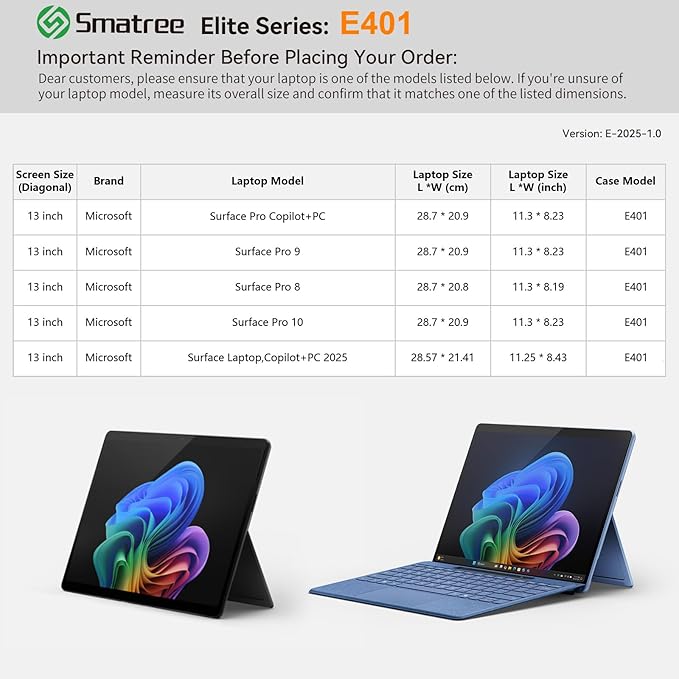 Smatree Laptop Sleeve for 13 inch Microsoft Surface Laptop Copilot+PC 2025,for 13inch Surface Pro 10/9/8,for 13 inch SurfacePro Copilot+PC,Protective Case with Pocket,Green(E401G)