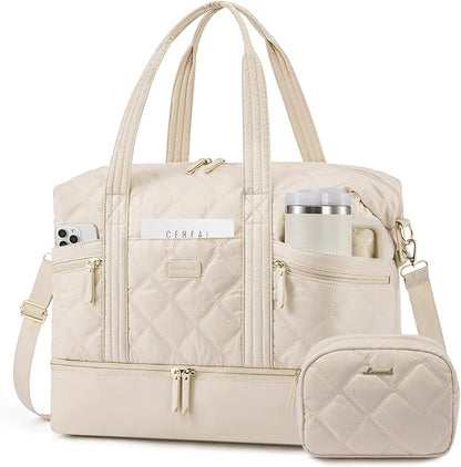 LOVEVOOK Travel Duffle Bag, Lightweight Weekender Bags for Women with Shoe Compartment, 40L Puffer Gym Bag Personal Item Travel Bag, Carry On Overnight Bags and Hospital Bag for Labor and Delivery