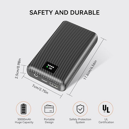 DR.HILL 7.4V Heated Vest Battery Pack, 30000mAh Huge Capacity Power Bank with 3.8MM DC Port and USB Port for Heated Vests Heated Stadium Seat Heated Pants for Men Women