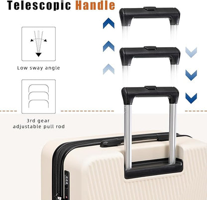 Expandable Carry on Luggage Sets,Suitcases with Detachable Wheels Hardshell 22x14x9 Airline Approved,Lightweight Luggage Set with TSA Lock,Carry on Suitcase