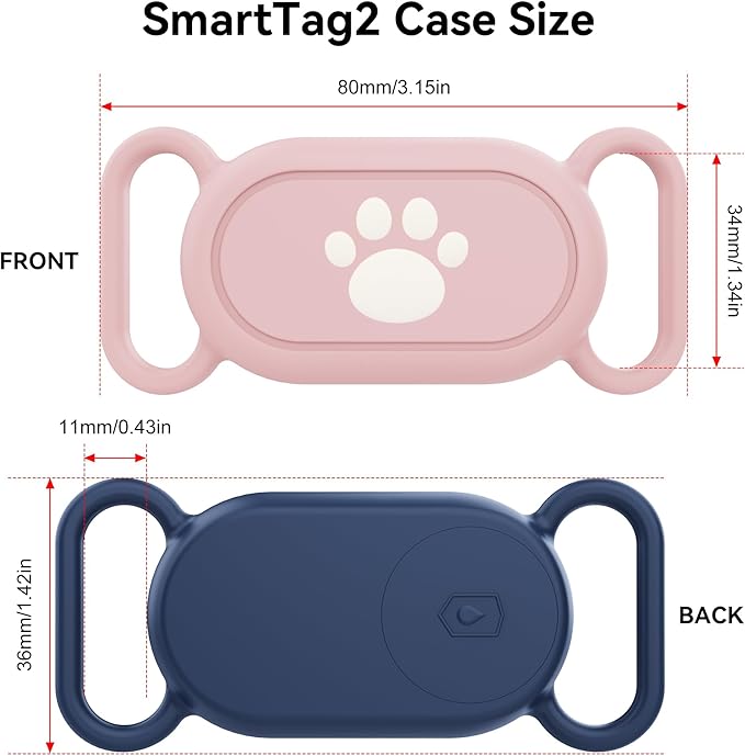 Waterproof Silicone Case Holder for Galaxy Smarttag2, 2 Pack Pet Dog Cat Collars, Anti-Lost Scratch Resistant Holder Accessory Protective Cover for Samsung Galaxy Smart tag2 (Pink/Blue)