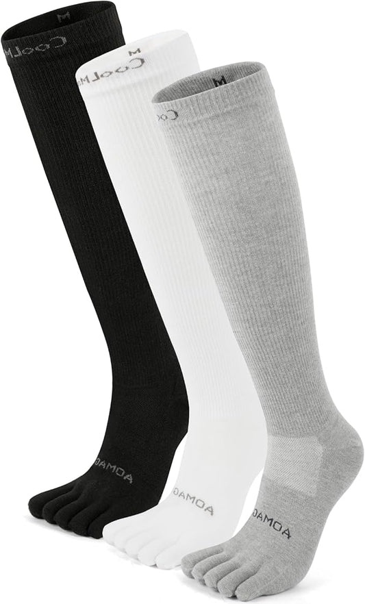 Compression Toe Socks Knee High Coolmax Hiking Socks Graduated Support for Running,Travel,Flight