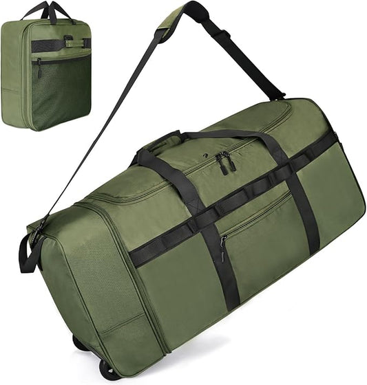 Rolling Duffle Bag with Wheels, 85L Expandable Rolling Duffel Bag for Travelling, Extra Large Foldable Carry on Travel Duffle Bag for Men