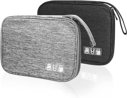 Electronics Organizer Travel Case,Electronic Accessories Storage Bag,Travel Cord Organizer Bag for Small Charging Cord Storage,Cables,2 Packs Black&Grey
