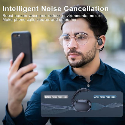 TTQ Open Ear Headphones, Open Ear Earbuds, IPX7 Waterproof, Bluetooth 5.3 True Wireless Sports Over Ear Earbuds with Earhooks, Built-in Mic, Crystal-Clear Calls for Running Workout Cycling Driving