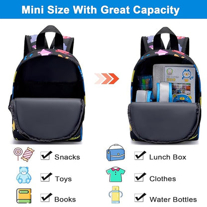 Accmor Toddler Backpack Leash with Anti Lost Wrist Link, Cute Mini Child Walking Harnesses Keep Kids Close Back Pack Rope Tether Rein for Baby Boys (Black/Dino)