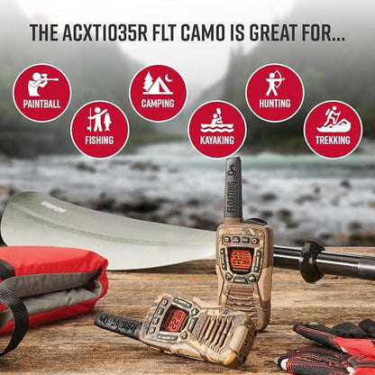 Bundle of Cobra ACXT1035R FLT CAMO Waterproof Walkie Talkies (2-Pack) + Cobra ACXT1037R FLT Floating Walkie Talkie (1-Pack)