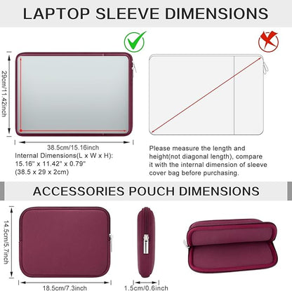RAINYEAR 15.6 Inch Laptop Sleeve Case Soft Fluffy Lining Cover Carrying Bag with Front Pocket & Accessories Pouch, Compatible with 15.6" Notebook Computer Chromebook (Red, Upgraded Version)