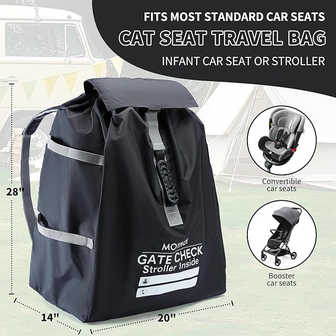 MOYAQI Stroller Travel Bag for Airplane, Gate Check Bag Backpack with Durable Nylon,Adjustable Carry Straps,Infant Carriers & Booster Seats (Black)