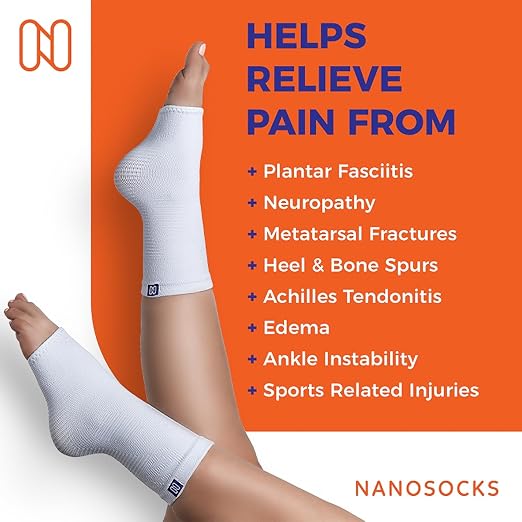 NanoSocks Compression Socks for Women & Men (1 Pair) - BEST Ankle Brace Support Sleeve for Neuropathy, Plantar Fasciitis, Diabetic Foot Nerve Pain Relief - Toeless (Small, Black)