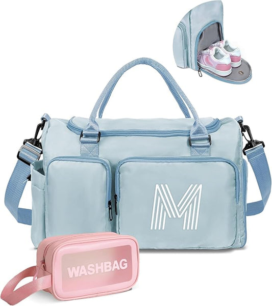 Birthday gifts, Initial Gym Bag for Girls 10-12, Kids Travel Duffle Bag, Sports Bag, Personalized Weekender Bag with Shoes Compartment, Girls Gifts for Kid