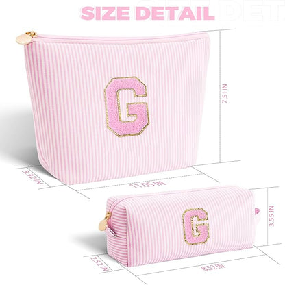 Personalized Makeup Bag for Women Girls - Fashion Cosmetic Bag Trendy Travel Toiletry Bag with Initials Letter - Teen Gifts - Pink,G