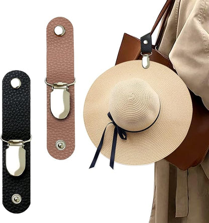 Hat Clip for Travel on Bag/Luggage, PU Leather Multifunctional Duckbill Clip, Outdoor Hat Companion