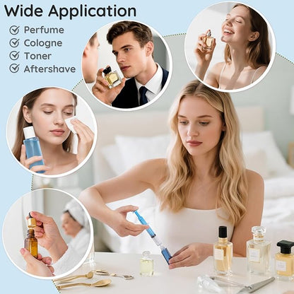 Segbeauty 8pcs 0.34oz Perfume Refill Tool Kit for Women, 10ml Plastic Blue Purple Perfume Decanter Dispenser Transfer Tool Set, Cologne Making Kit for Men with Extractor Pump Dispenser Funnel Set