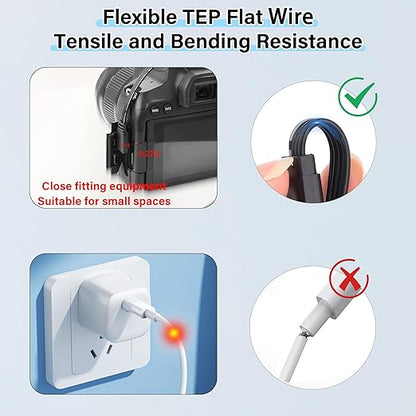 Flexible USB Type-C to Micro USB Cable,90 Degree Micro 5pin to USB C Flat Data Cable,Type C-to-Micro Short Flat Cable Supporting Charging& DataTransfer,for Phone,Camera,-30CM(Right Angle