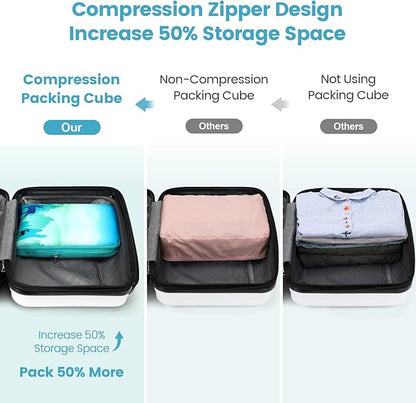 Cambond See Through Mesh Compression Packing Cubes for Travel Women - 4 Set Lightweight Expandable Compression Cubes for Travel Packing Organizers for Luggage Suitcases, National Park