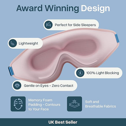 MyHalos® Sleep Mask - Eye Masks for Sleep - 100% Blackout Sleeping Mask for Women, Men & Side Sleepers - 3D Sleeping Eye Mask for Zero Pressure - Award Winning Design, Eyelash Friendly & Breathable