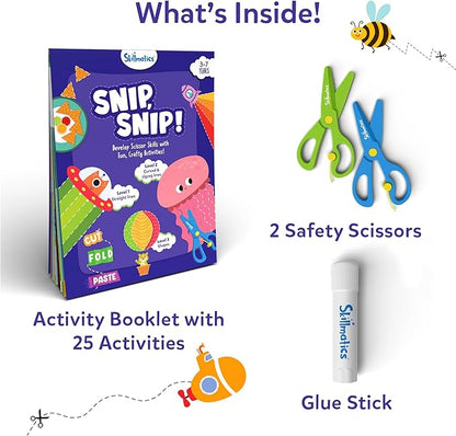 Skillmatics Scissor Skills Activity Book - Snip Snip, Stocking Stuffers, 25 Fun Cutting & Creative Activities, Fine Motor Skills, Felt Craft Kit, Christmas Gifts for Kids Ages 3, 4, 5, 6, 7